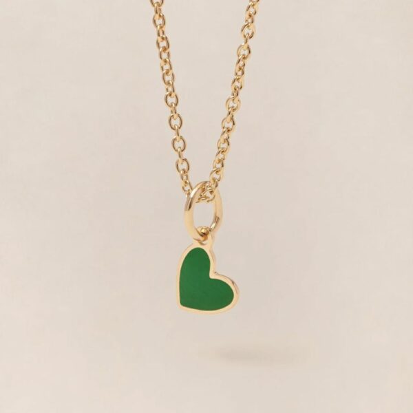 MEDAILLE MANON PETIT COEUR VERT - dorée à l'or fin 24 carats - 7mm - EMOI EMOI