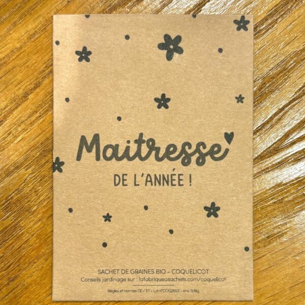 SACHET DE GRAINES MAITRESSE DE L'ANNEE - LA FABRIQUE A SACHET