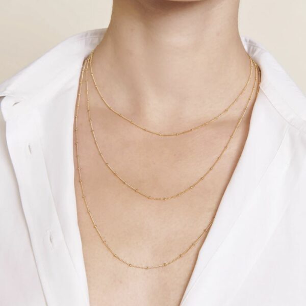 COLLIER CHAINE BOULES DORE 40 CM - dorée à l'or fin 24 carats - EMOI EMOI
