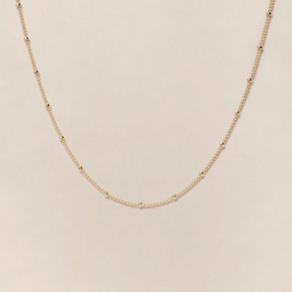 COLLIER CHAINE BOULES DORE 40 CM - dorée à l'or fin 24 carats - EMOI EMOI – Image 3