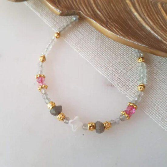 BRACELET LIVIA LABRADORITE, NACRE, TOPAZE ROSE - GINANDGER
