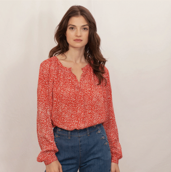 BLOUSE BIFLEUR ROUGE – Image 2