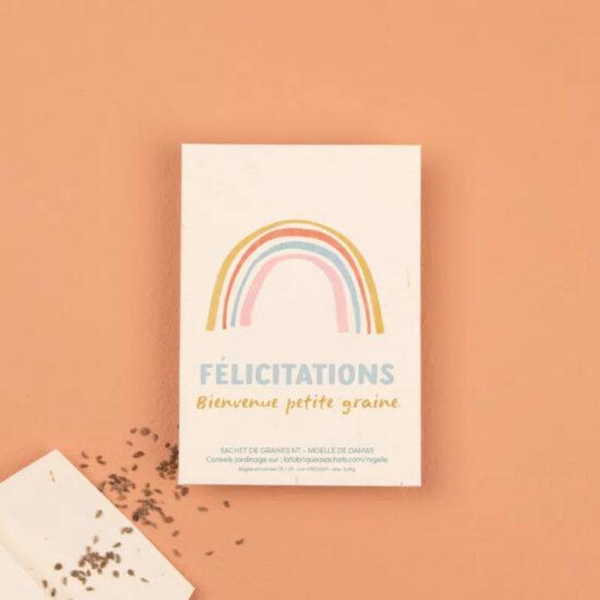 SACHET DE GRAINES "FELICITATIONS, BIENVENUE PETITE GRAINE" NIGELLE DE DAMAS FRANCAISES