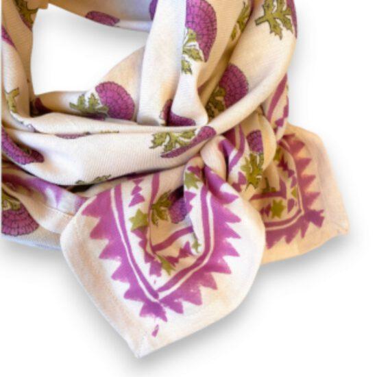 BIG FOULARD LATIKA "FLORETS" MACADAMIA – Image 4