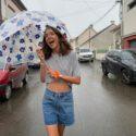 PARAPLUIE FLEURS BLEUES ADULTE