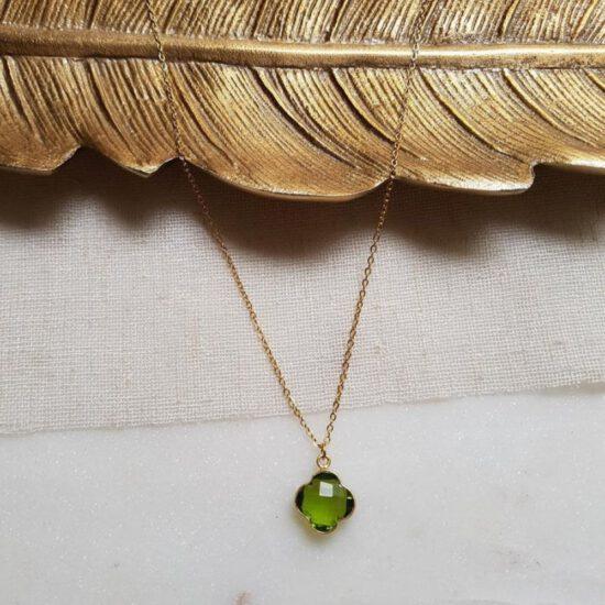 COLLIER TREFLE SUBHAGYA PERIDOT