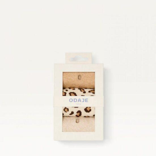 PACK DE 3 CHAUSSETTES FANTAISIE PAILLETTES ET LEOPARD BEIGE - ODAJE