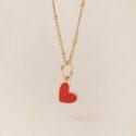 MEDAILLE MANON PETIT COEUR ROUGE - dorée à l'or fin 24 carats - 7mm - EMOI EMOI