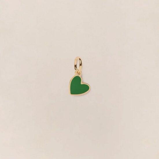 MEDAILLE MANON PETIT COEUR VERT - dorée à l'or fin 24 carats - 7mm - EMOI EMOI – Image 2
