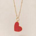 MEDAILLE MISIA GRAND COEUR ROUGE - dorée à l'or fin 24 carats - 15mm - EMOI EMOI