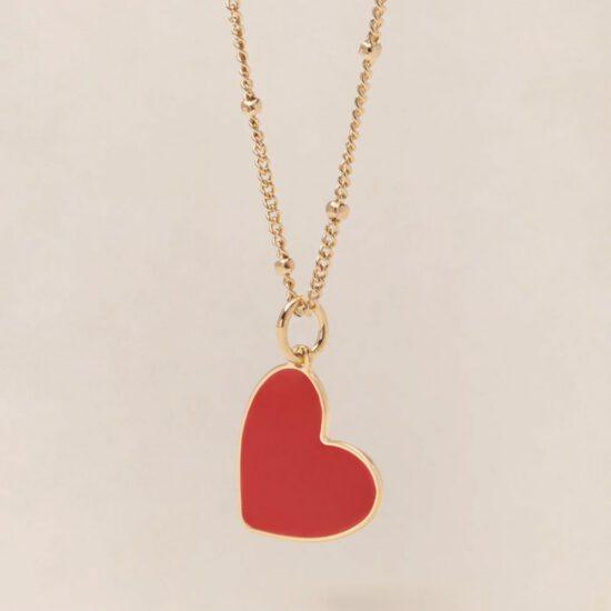 MEDAILLE MISIA GRAND COEUR ROUGE - dorée à l'or fin 24 carats - 15mm - EMOI EMOI