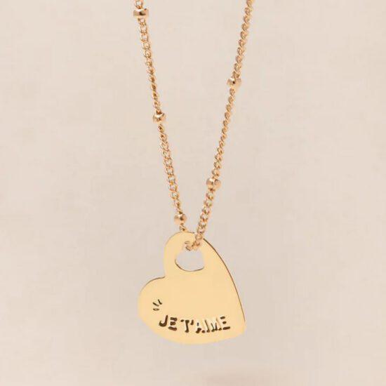 MEDAILLE MONA JE T'AIME - dorée à l'or fin 24 carats - 15mm - EMOI EMOI