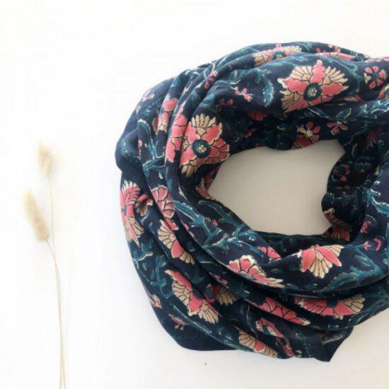 BIG FOULARD LATIKA BIRD CELESTE