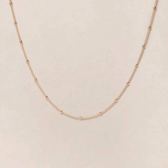 COLLIER CHAINE BOULES DORE 40 CM - dorée à l'or fin 24 carats - EMOI EMOI – Image 3