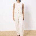 PANTALON PEPITA CREME - FRNCH