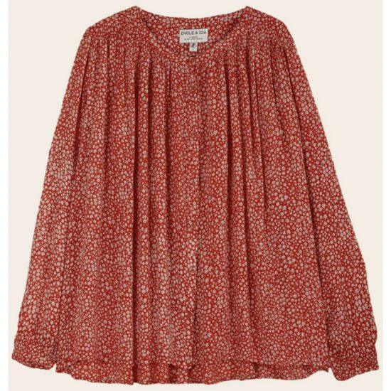 BLOUSE BIFLEUR ROUGE