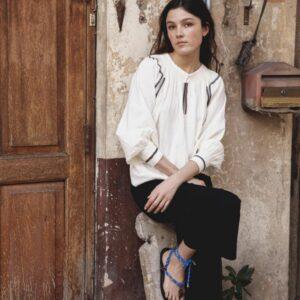 BLOUSE NATALIA CREAM/BLACK- HOD