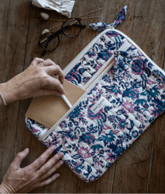 POCHETTE ORDINATEUR GOA MYRTILLE - BINDI ATELIER