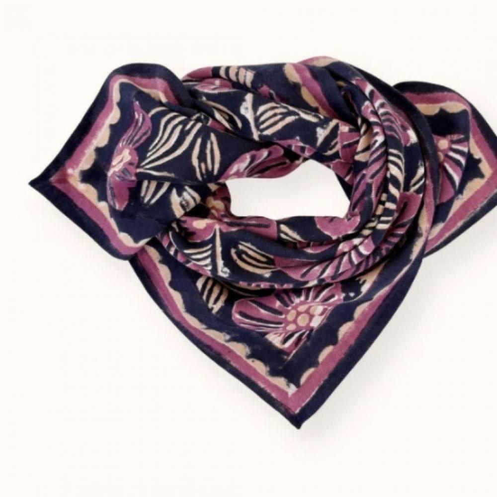 PETIT FOULARD MANIKA AMARYLLIS NAVY CHERRY - APACHES