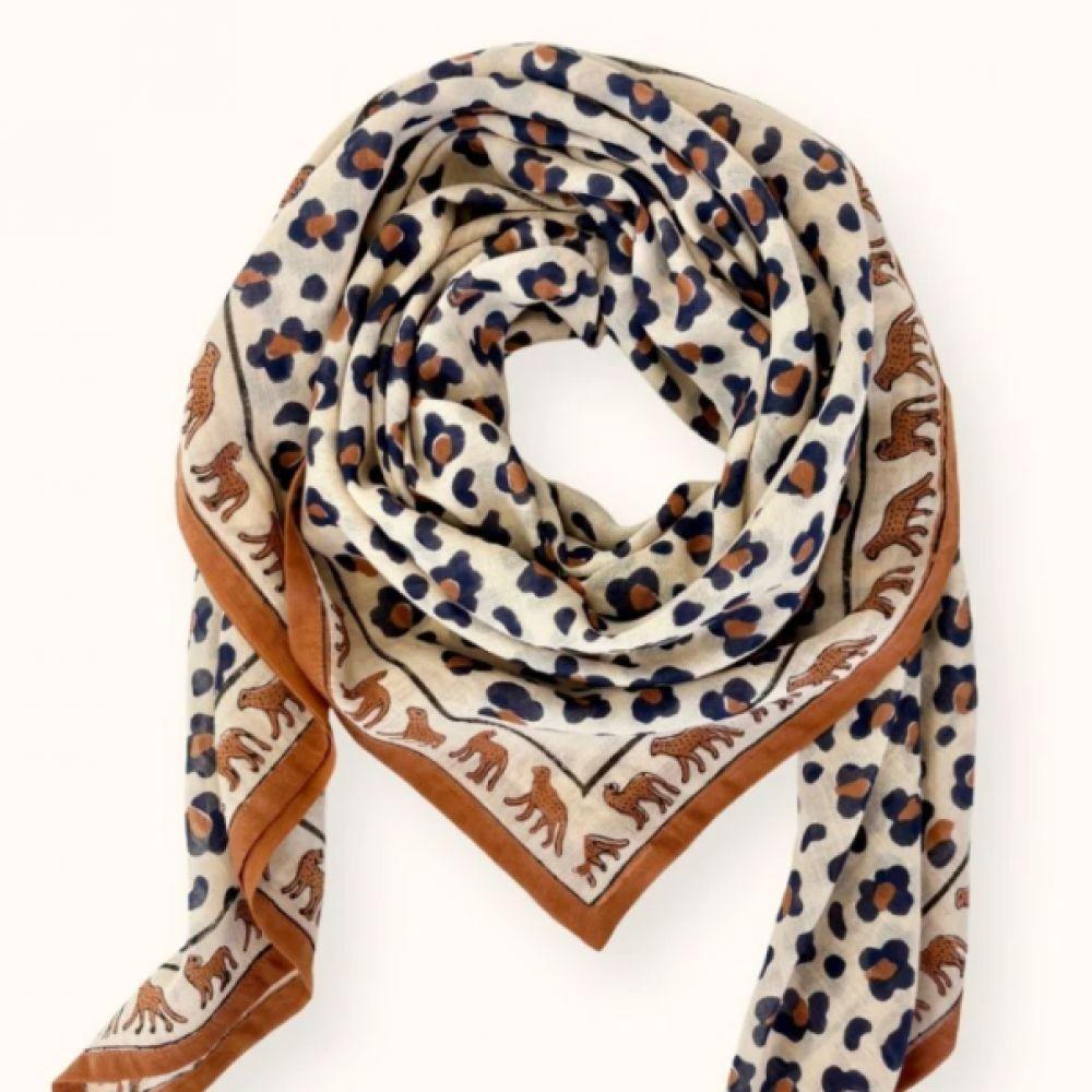 BIG FOULARD DUPATTA LEOPARD RUST - APACHES